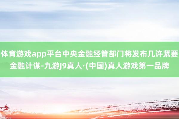 体育游戏app平台中央金融经管部门将发布几许紧要金融计谋-九游J9真人·(中国)真人游戏第一品牌