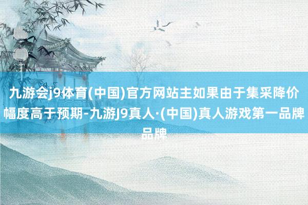 九游会j9体育(中国)官方网站主如果由于集采降价幅度高于预期-九游J9真人·(中国)真人游戏第一品牌