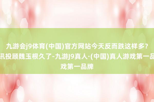 九游会j9体育(中国)官方网站今天反而跌这样多?和讯投顾魏玉根久了-九游J9真人·(中国)真人游戏第一品牌
