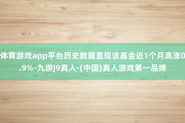 体育游戏app平台历史数据显现该基金近1个月高涨0.9%-九游J9真人·(中国)真人游戏第一品牌